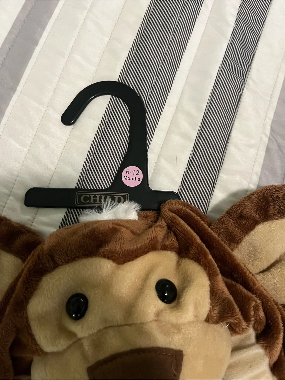 Child’s Monkey Costume Plush One-Piece Hooded Brown Costume New 6-12 months